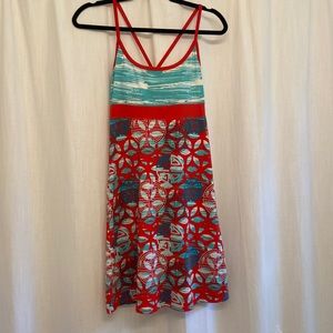 Lola athletic dress, worn but good condition. Blue, white and red. Shelf bra